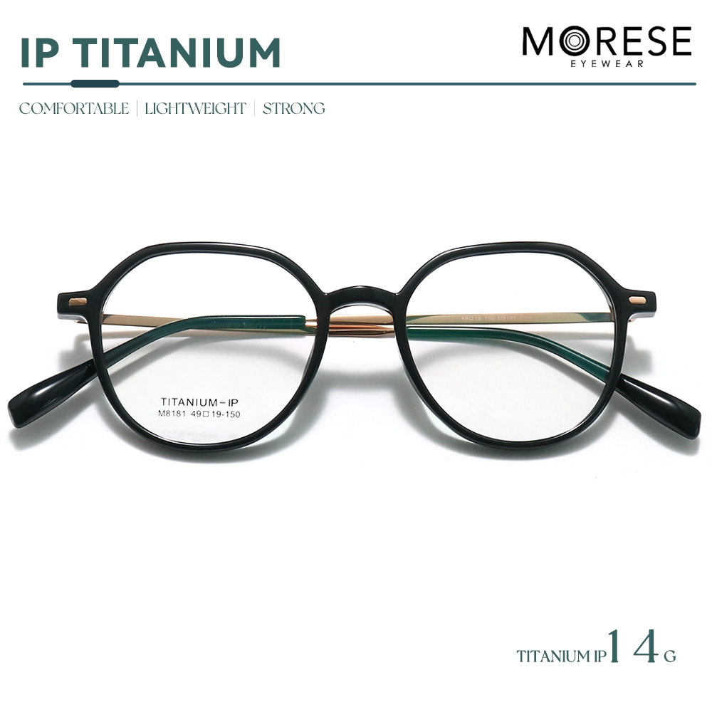 Morese Kacamata Frame Titanium Model Oval Fashion Pria Wanita Bisa Minus Antiradiasi Bluecromic 8181