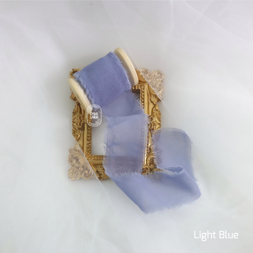 

Light Blue - Silk Ribbon / pita undangan wedding calligraphy hampers buket keepsake