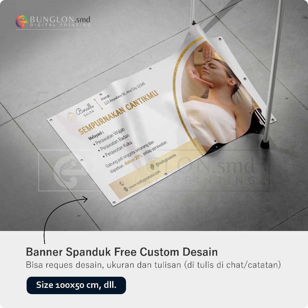 PRINT CETAK SPANDUK BANNER SALON CUSTOM DESAIN