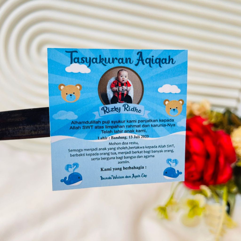 

9-15 Threemind Sticker Tasyakuran Aqiqah Bayi Stiker Ikkah Iqqah Qiqah Anak Bentuk Kotak Uk.Besar