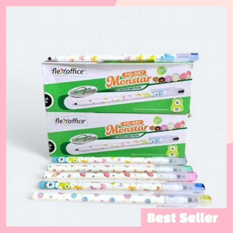 

Pulpen Ballpoint Pen Flex Office Monstar 0.6 Tinta Hitam 1 Lusin Isi 12 Pcs - Stationery