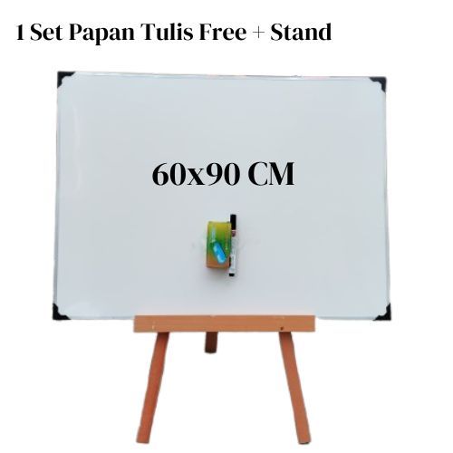 

Set Papan Tulis 60x90 cm + Stand Kecil / Penyangga Free Spidol Penghapus / Stand 50 cm