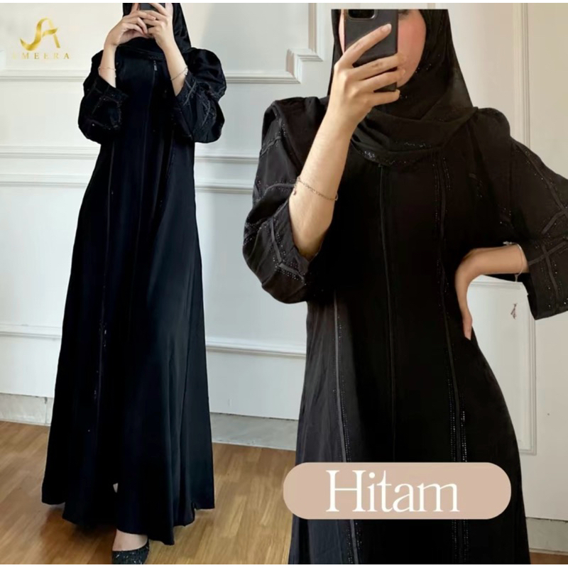 Fahira Jetblack Abaya + pashmina