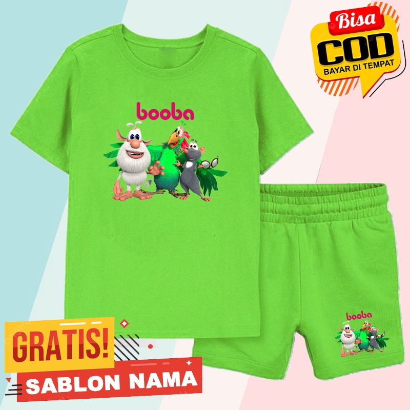 Setelan Koas Anak Booba / Baju Setelan Celana Kaos Anak Laki Laki & Perempuan Custom Nama Booba