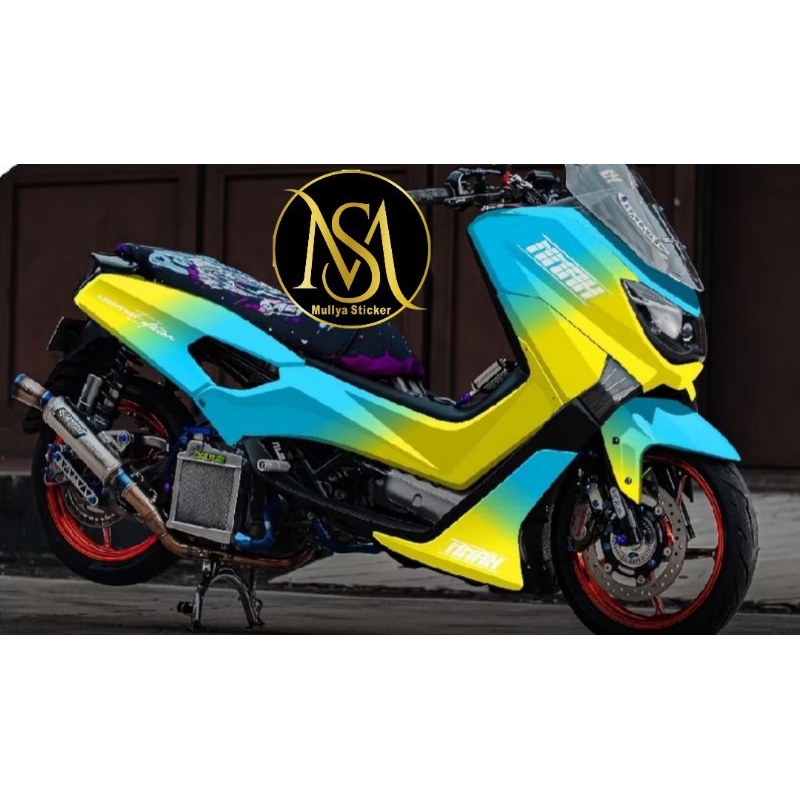 stiker decal nmax old full body gradasi biru kuning glossy