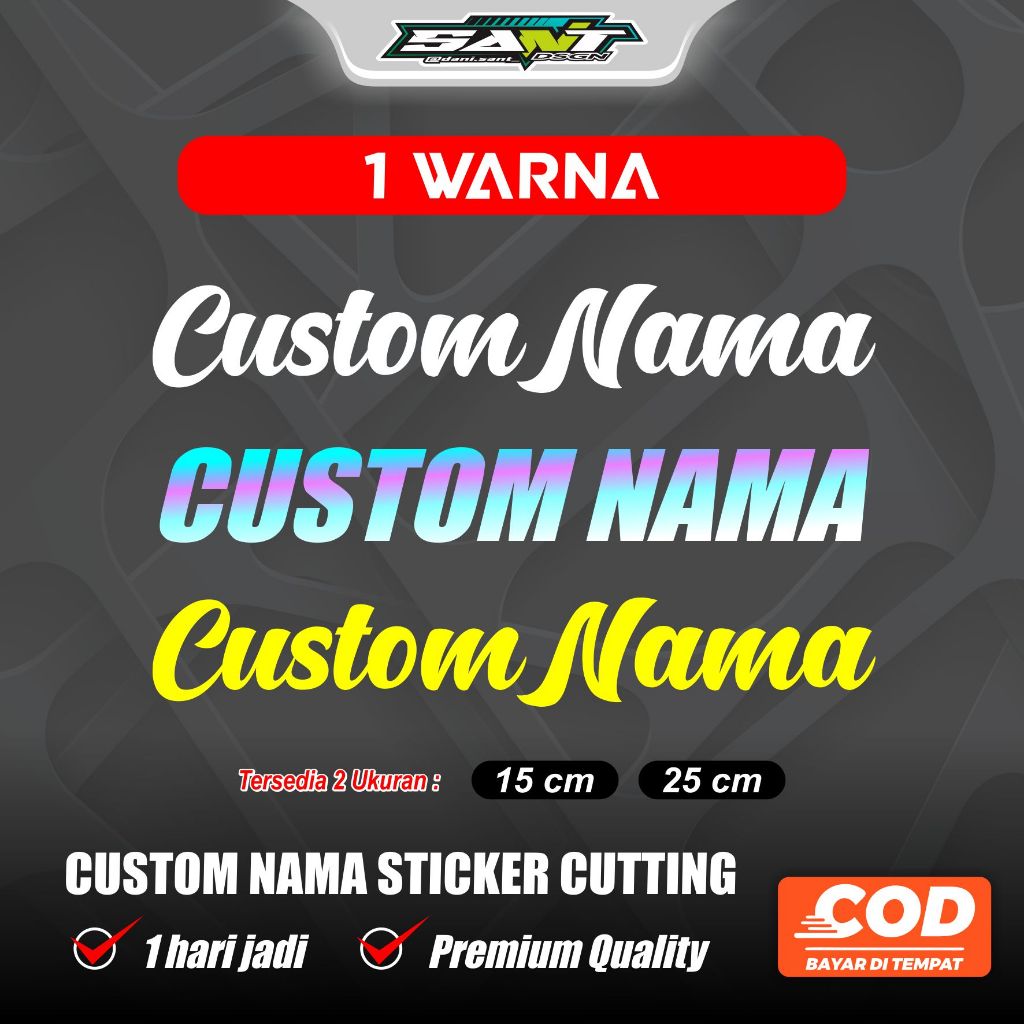 

Custom sticker nama/nomor 15-25cm 1 HARI JADI