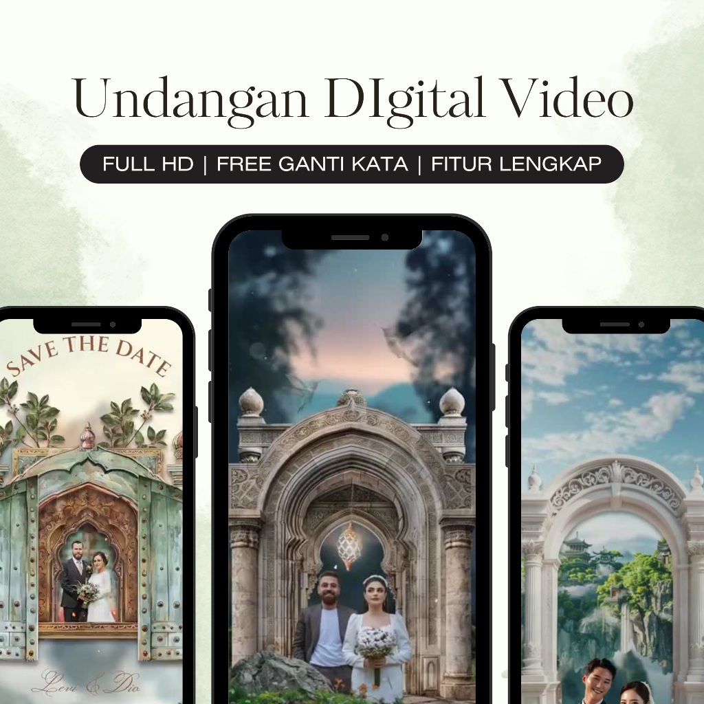 Undangan Digital Video Pernikahan 3D Aesthetic Full Fitur