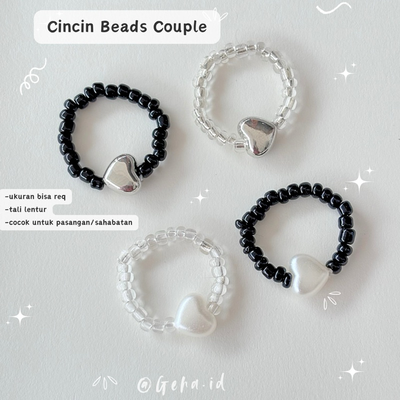 2pcs - Cincin couple - Cincin beads couple - Cincin manik couple - Cincin beads korea - Cincin manik