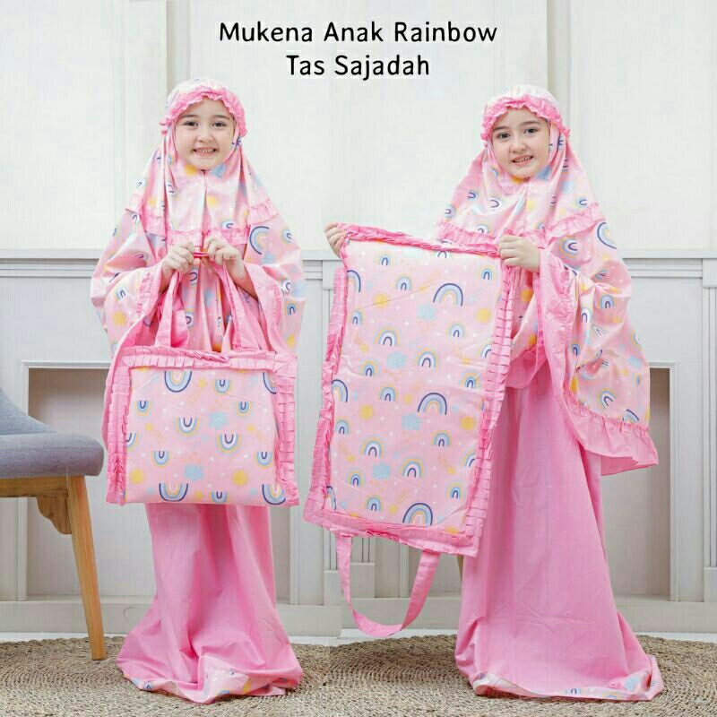 Mukena Anak Rainbow Pink ( TAS SEJADAH ) Mukena Anak Perempuan Mukena Anak Lucu Mukena Anak Kecil
