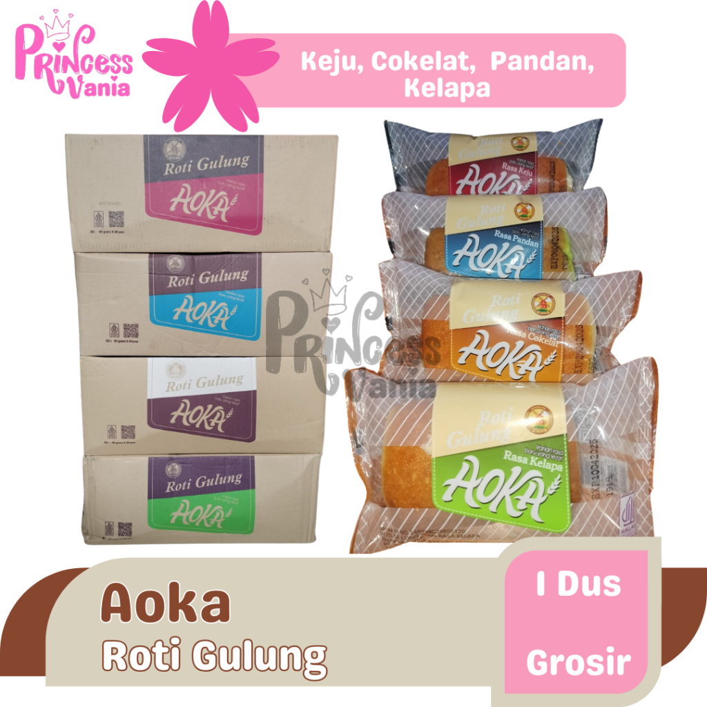 

GROSIR ROTI AOKA GULUNG 65GR ANEKA RASA 1 DUS ISI 60PCS