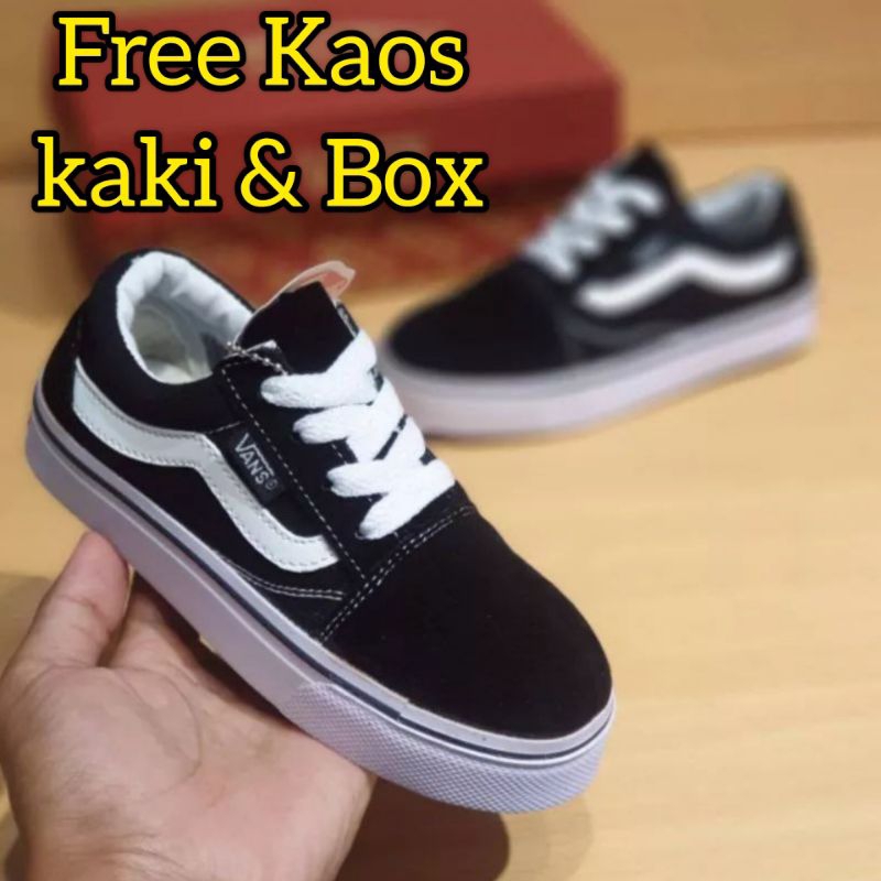 Sepatu Anak Laki Laki Perempuan Vans Kids Hitam Sneakers Sekolah Anak Premium Grade Original