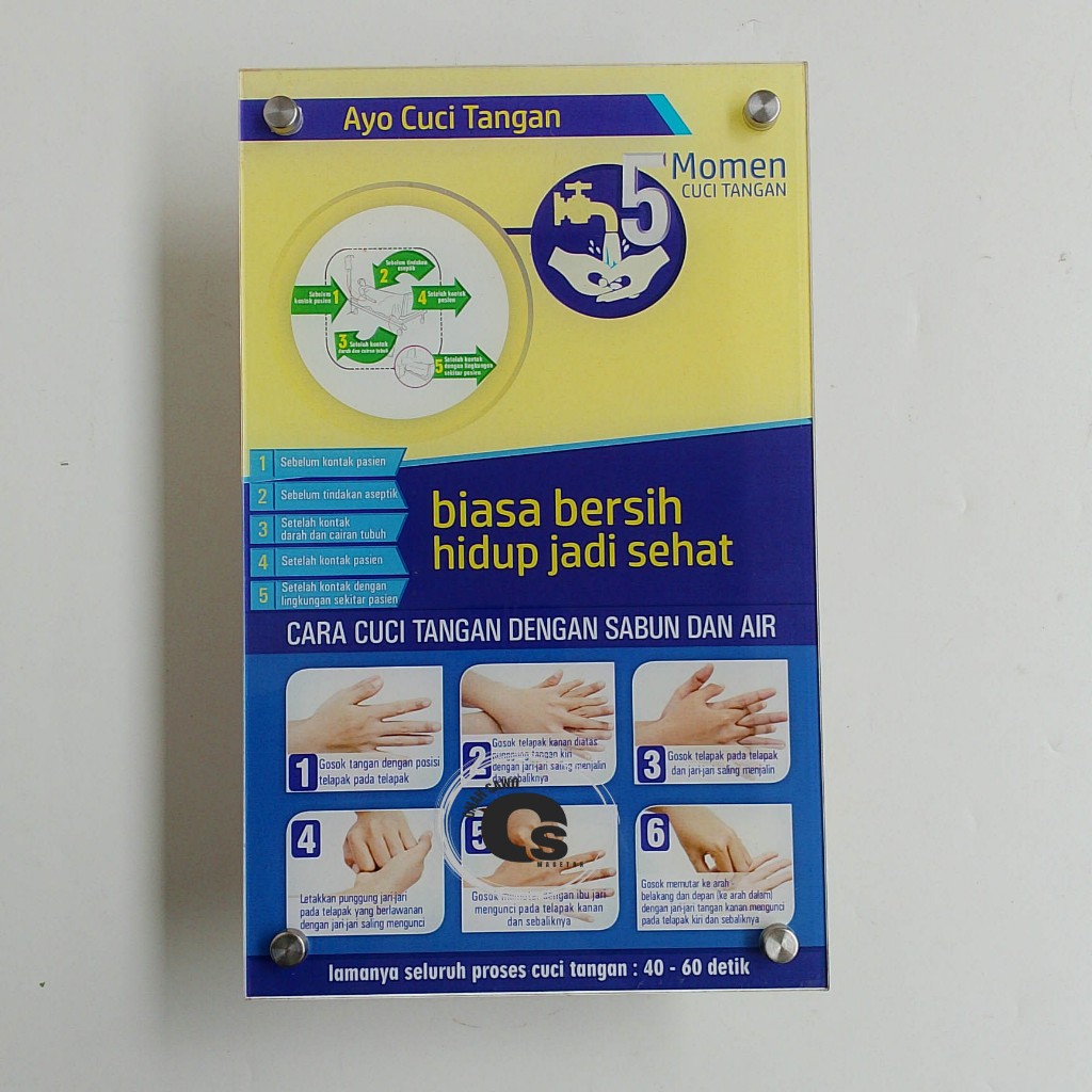 Akrilik 5 Momen Cuci Tangan - Cuci tangan Khusus Nakes - Cuci Tangan RT