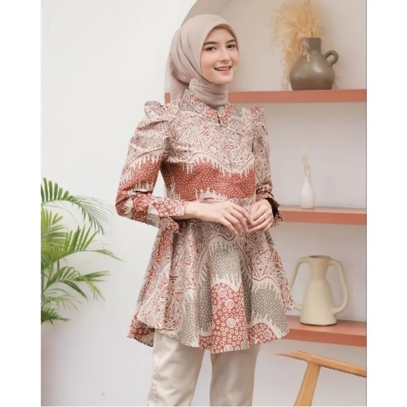 ATASAN BATIK BLOUSE WANITA / Blouse Batik Bahan Katun Nyaman Kerah