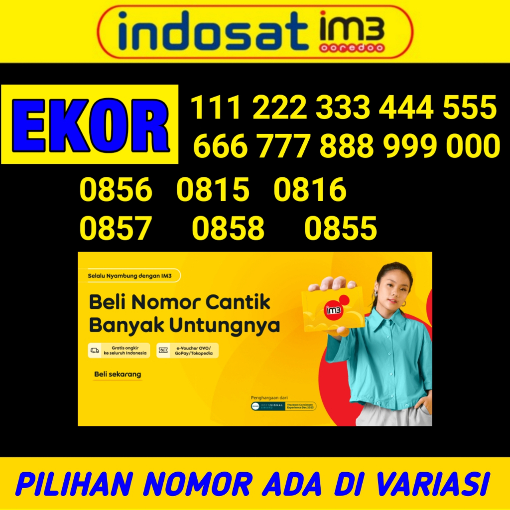 INDOSAT IM3 - Kartu Perdana Nomor Cantik - 11 DIGIT EKOR TRIPLE - 000 111 222 333 444 555 666 777 88