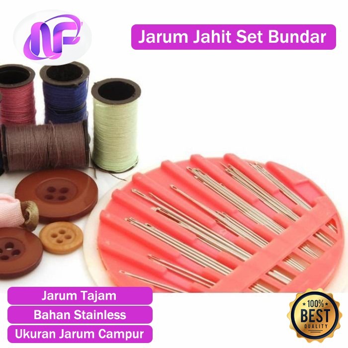 Jarum Jahit Tangan Manual Wadah Bulat Isi sekitar 16 pcs Jarum Jahit Tangan Set Wadah Sett Jarum Sta