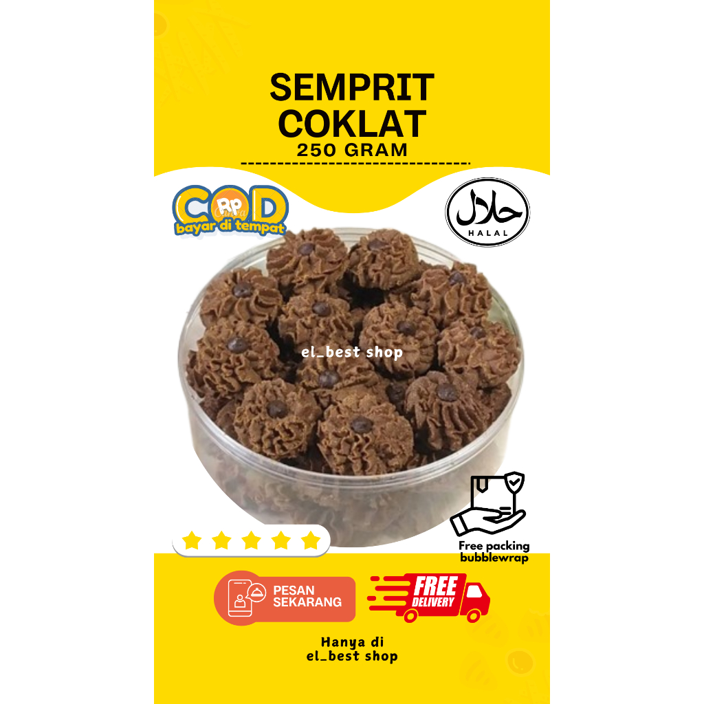 

Kue Kering Semprit Cokelat 250 gr | Toples kue Kering 250 gram | Kue Kering Lebaran Premium Murah