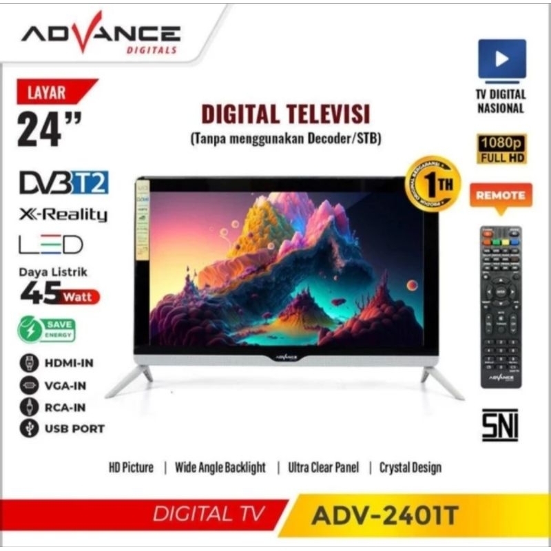 TV LED ADVANCE DIGITAL 24INCH ADV-2401T/ADV2402T TV ADVANCE 24INCH DIGITAL TV