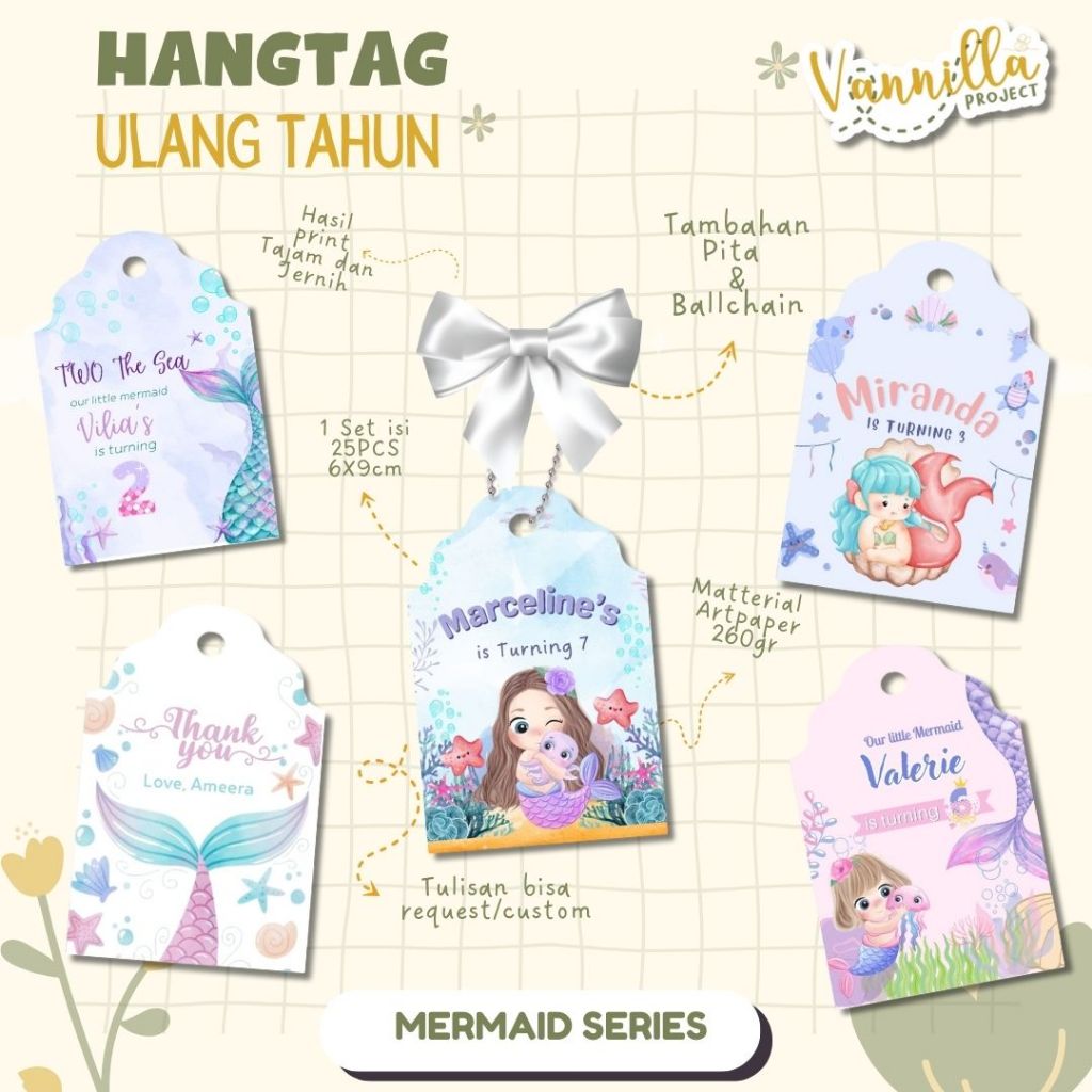 

25pcs Hangtag Ulang Tahun Mermaid Series Hampers Tag Hampers