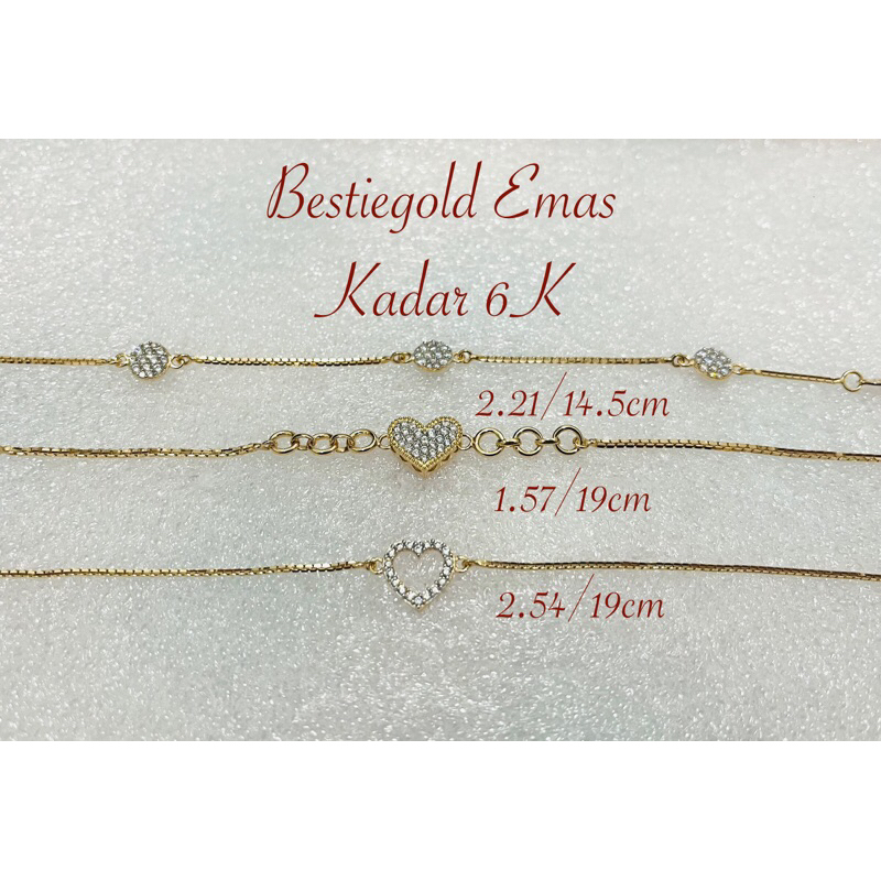 GELANG EMAS BATU PUTIH KADAR 6K