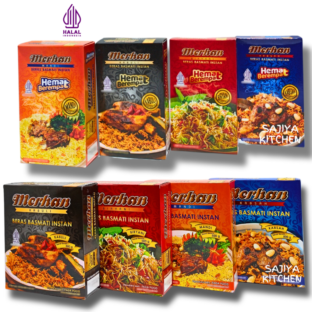 

Merhan Nasi Timur Tengah – 4 Varian (Mandi, Kabsah, Kebuli, Biryani) dengan Beras Basmati & Bumbu