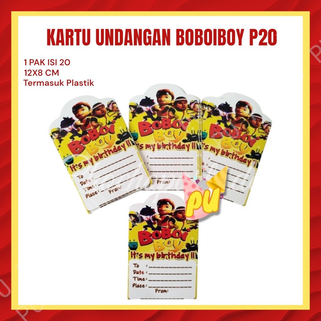 Kartu Undangan Ulang Tahun BOBOIBOY P20 Isi 20 pc / Kartu Undangan Ultah Anak Boboiboy