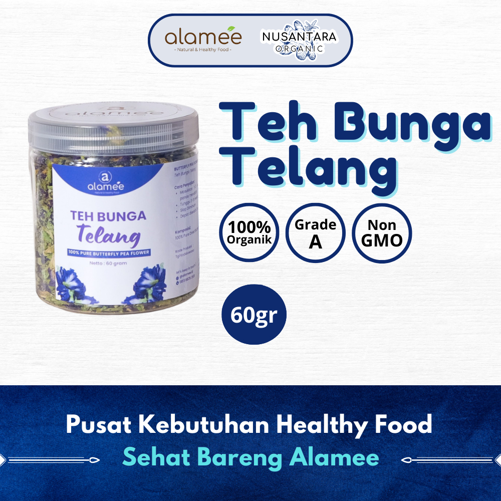 

ALAMEE 60gr Teh Bunga Telang Butterfly Pea Tea Kering Organik Herbal Dried Flower Nusantara Organic