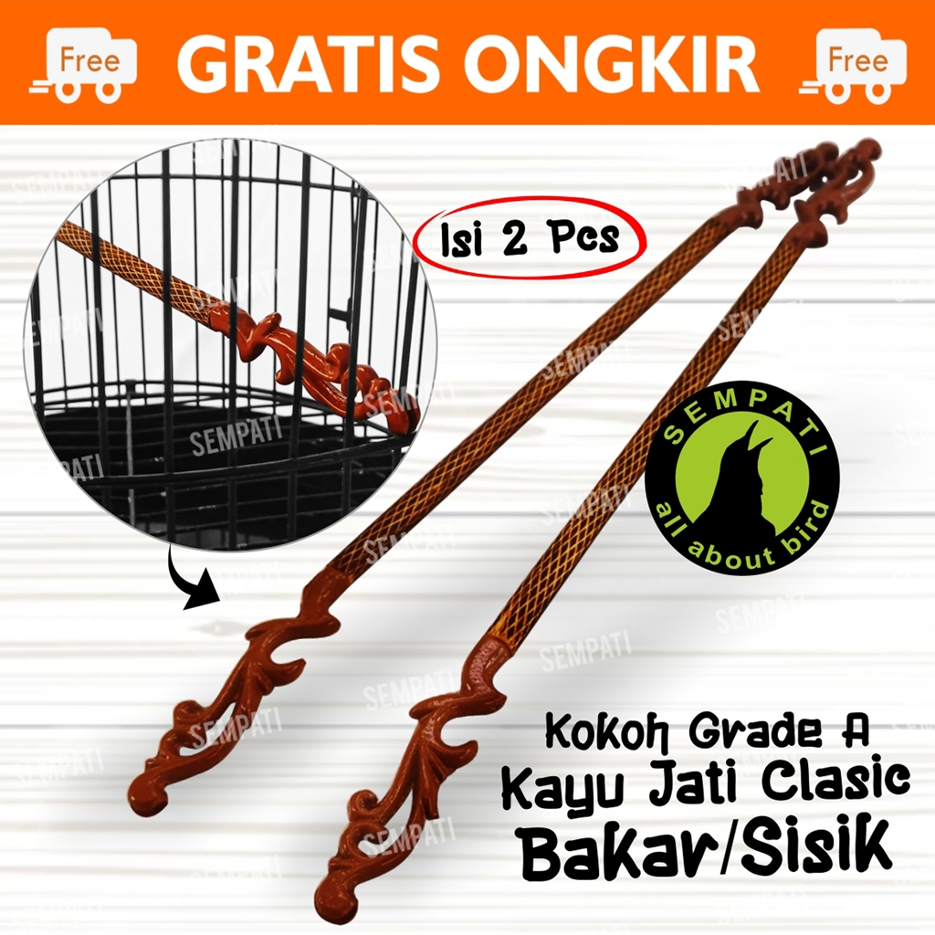 SEMPATI Tangkringan Konin Bakar Isi 2 Motif Sisik Ular Salak Nanas Ujung Ukir Tangkringan Sangkar Ka