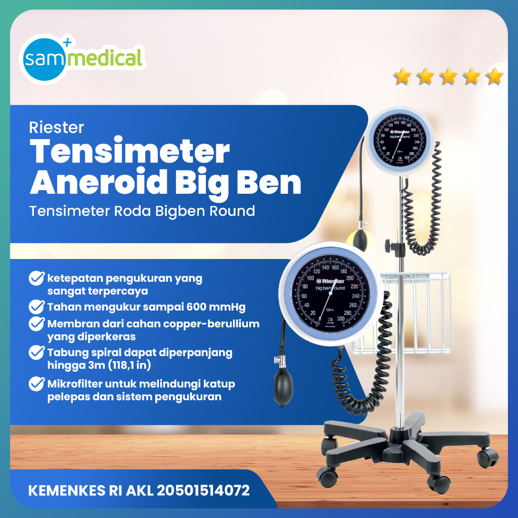 Riester Tensimeter Aneroid Roda Bigben Round / Tensi Manual Berdiri Bulat Germany 1466