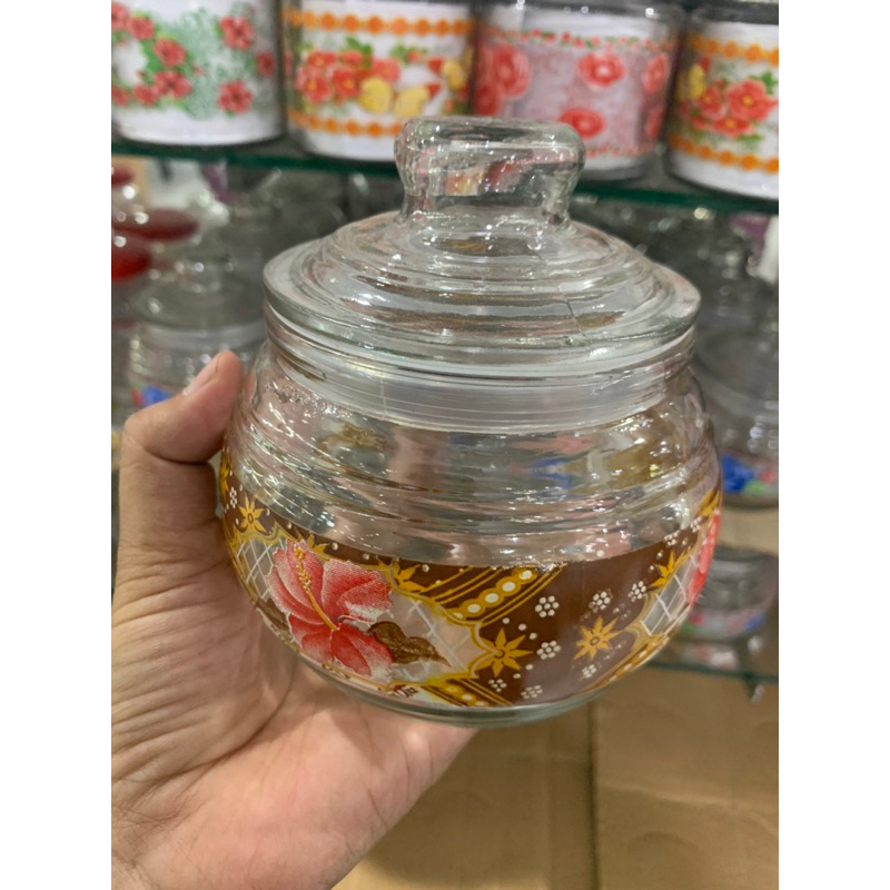 toples kaca 550 ml tutup jadul printing