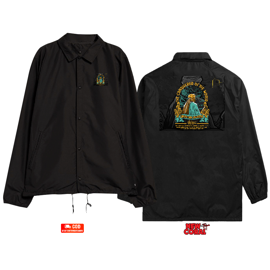 Jaket Coach Windbreaker Islam Muslim Umar Bin Khatab Printing Bahan Waterproof Kualitas Distro