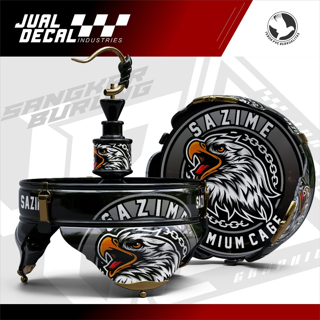 Stiker Sangkar Lovebird Batman Pleci Helopet SAZIME EAGLE HEAD  Decal Tebok Custom Variasi