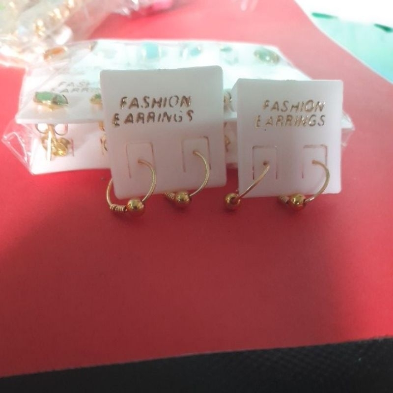 anting giwang anak kecil bulat polos manik warna emas ulir