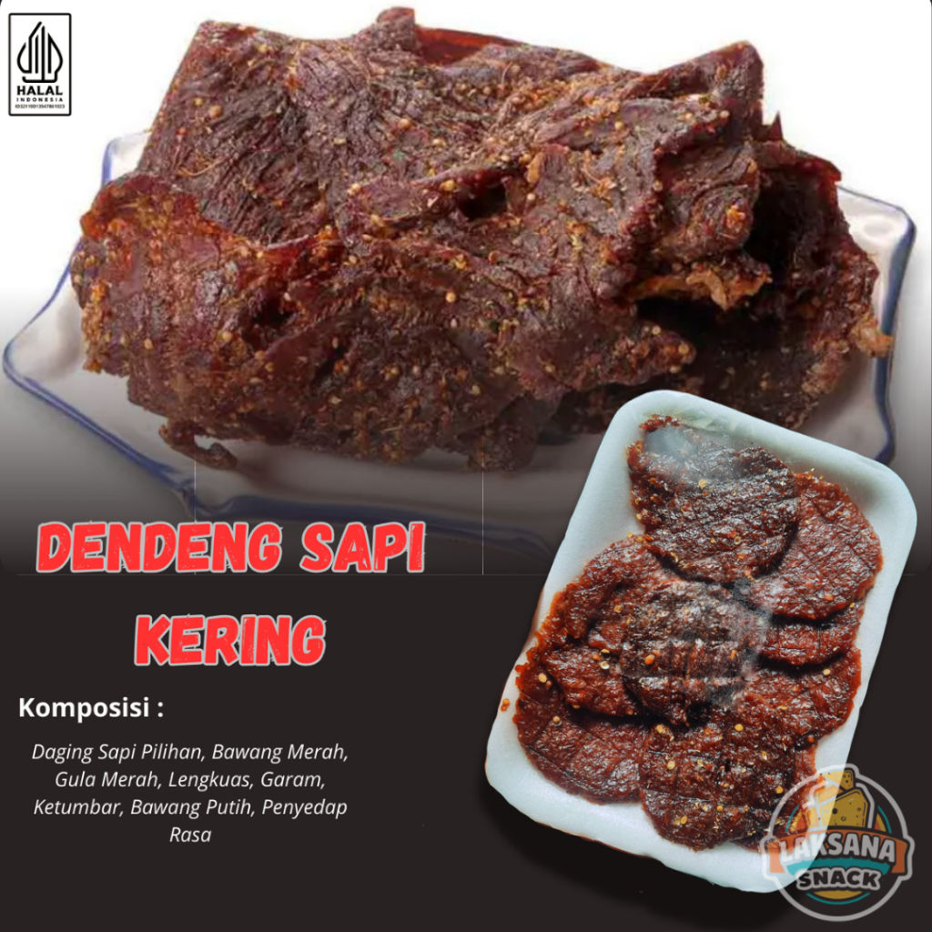 

Dendeng Sapi Kering Kemasan 100gr (Matang) Laksana Snack