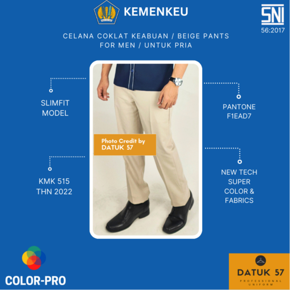 International Quality : Celana Executive Seragam Kemenkeu Coklat Keabuan Khusus Pria (Beige) [Code :