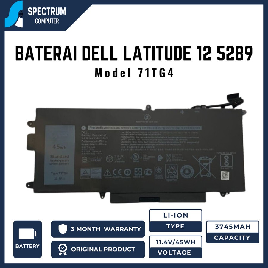 Baterai DELL Latitude 12 5289 7280 7389 7390 2 in 1 71TG4