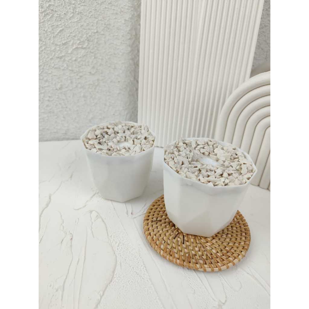 Pot Batu Plastik - Pot Bulat dengan Batu - Pot Bunga Hias