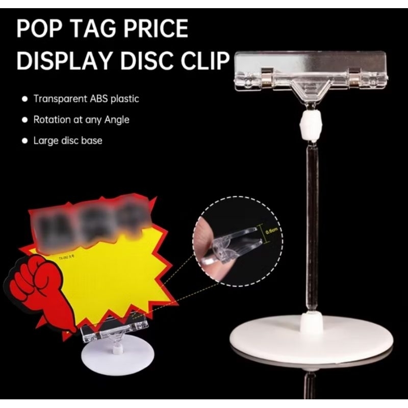 

Jepitan Label Harga Stand Display Klip 5 / 10 / 15 cm Price Tag Penjepit Foto Product Bening Transparan Supermarket