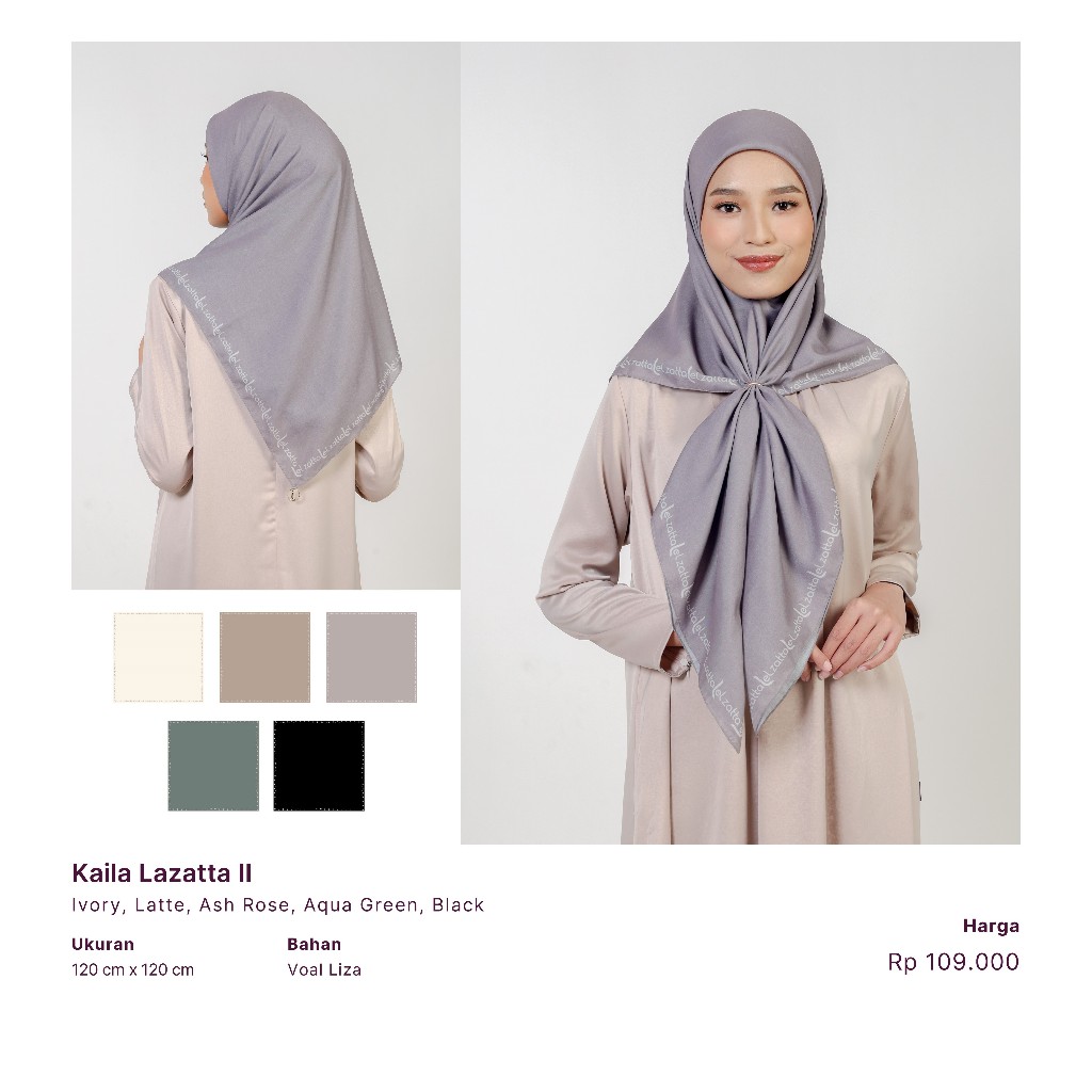 ELZATTA HIJAB KERUDUNG SEGI EMPAT MOTIF TERBARU KAILA LAZATTA II