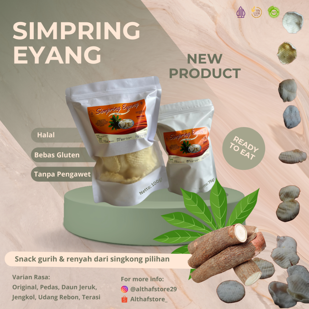 

Simpring Eyang - Ready To Eat (Matang) - Opak Singkong Mini/Kicimpring/Ceriping - Snack Gluten Free