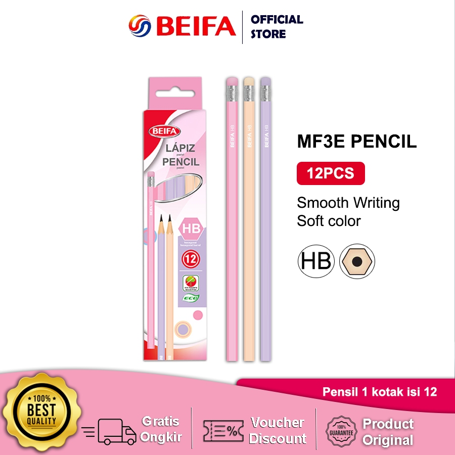 

Jual Produk Beifa Pensil HB Warna Pink MF3E 1 Box Isi 12, Cocok untuk Belajar & Menulis ''