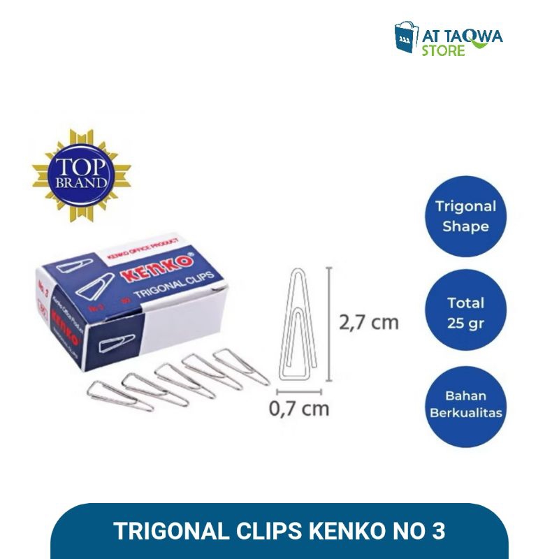 

Trigonal Clips / Penjepit Kertas Segitiga KENKO No. 3