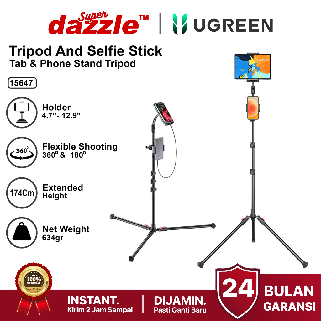 [ TERLARIS ] UGREEN Tripod Stand Dual HP Tablet Kamera SLR Original 100% Garansi Resmi Official Stor