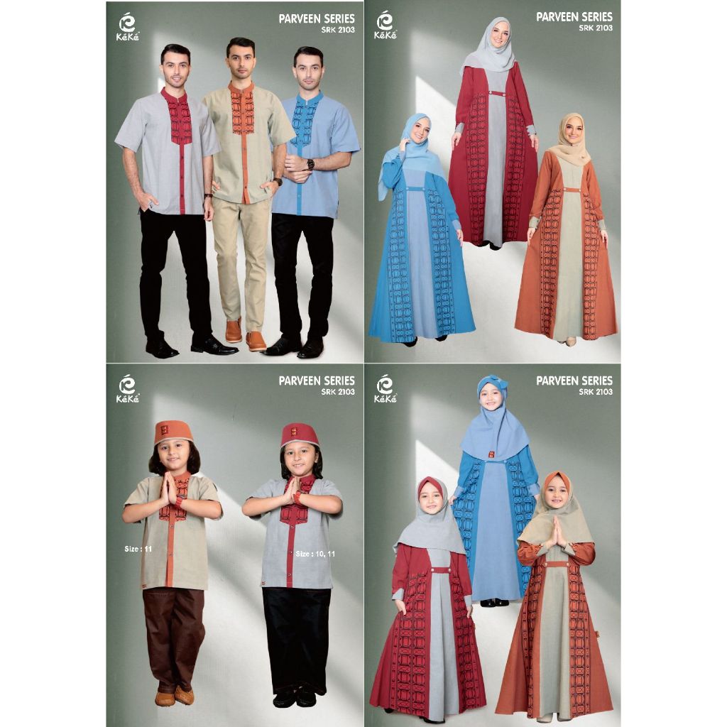 KEKE BUSANA MUSLIM PARVEEN SERIES GDSRK 2103, WARNA : MERAH, ORANGE dan BiruKEKE BUSANA MUSLIM
