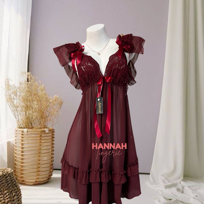 BERKUALITAS M-7XL AYESHA Nighdress by Hannah Lingerie Baju Tidur Transparan HannahLingerie M L XL