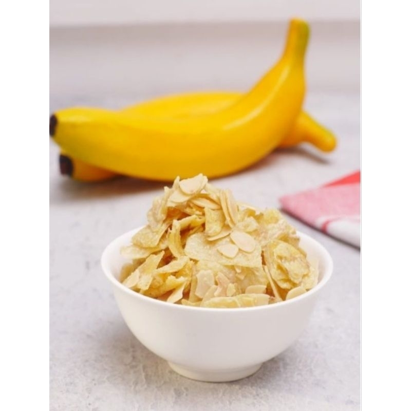 

Keripik banana chesse almond , Kemasan pouch 100 gr