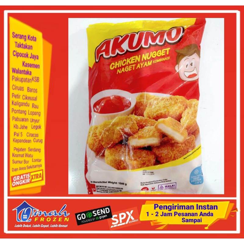 

Nugget Ayam Akumo 1Kg,Naget, Frozen Serang