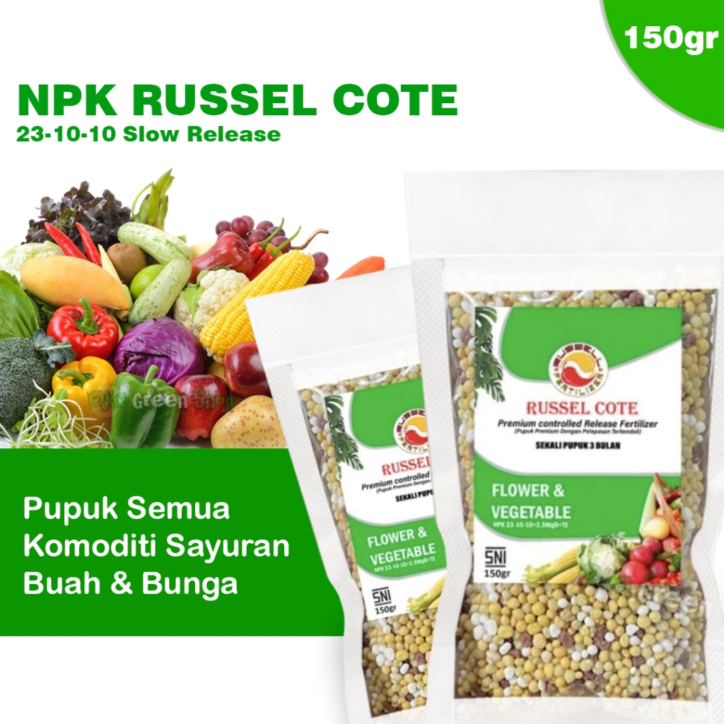 150gr - Pupuk NPK Russel Cote 23-10-10+2.5MgO+TE Slow Release