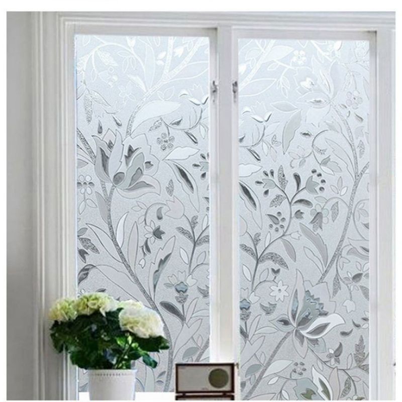 stiker kaca film jendela kantor gedung motif tulip premium tidak tembus pandang