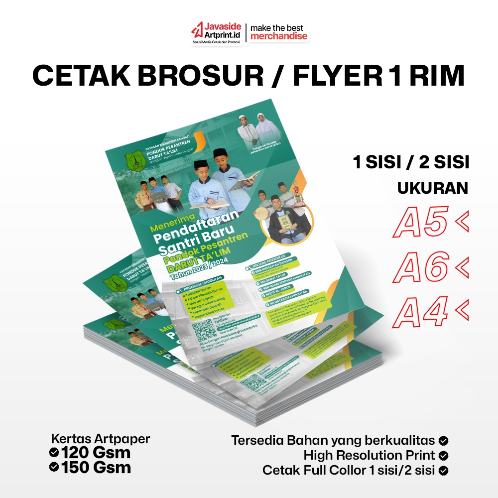 CETAK BROSUR FLAYER UK A4/A5/A6 - 1 RIM MURAH