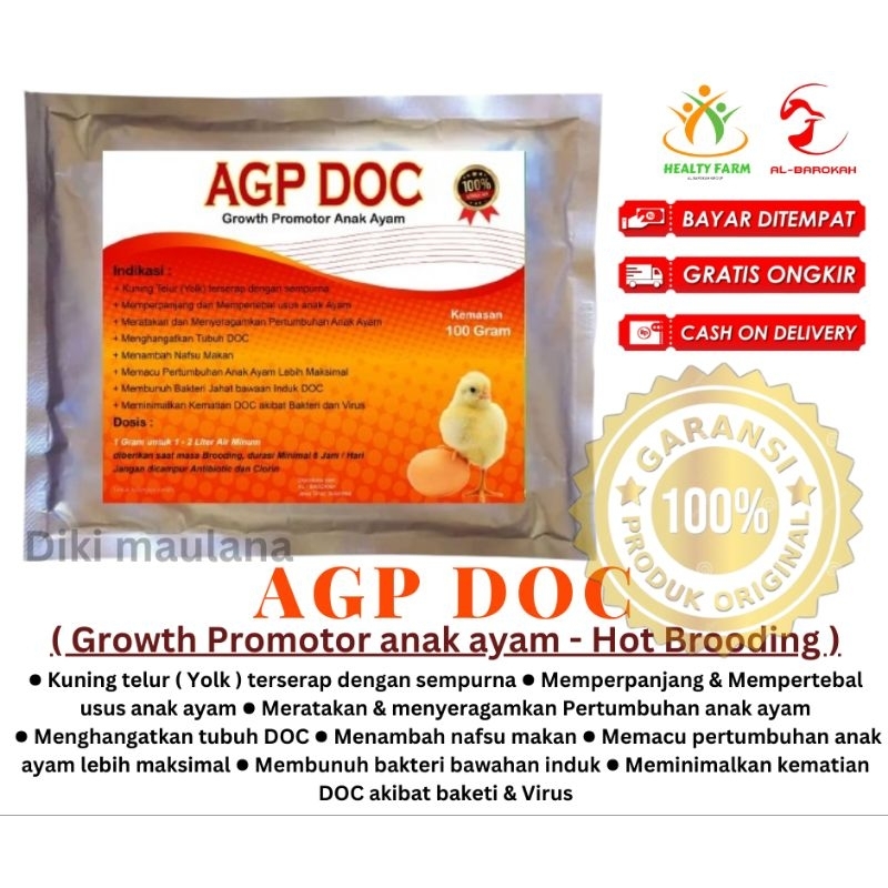 SUPLEMEN & VITAMIN - HOT BROODING - VITAMIN PERTUMBUHAN BROODING - AYAM BROILER( AGP DOC Growth Prom